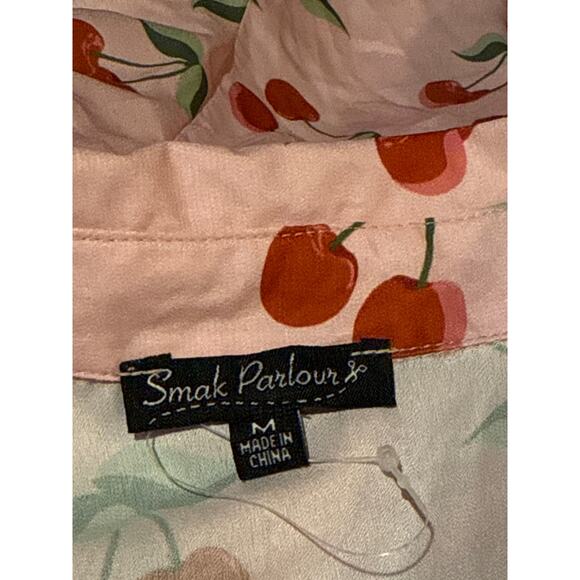 Unique Vintage Smak Parlour Pink & Cherry Power Play Blouse M 6 8 NWOT - Picture 5 of 5